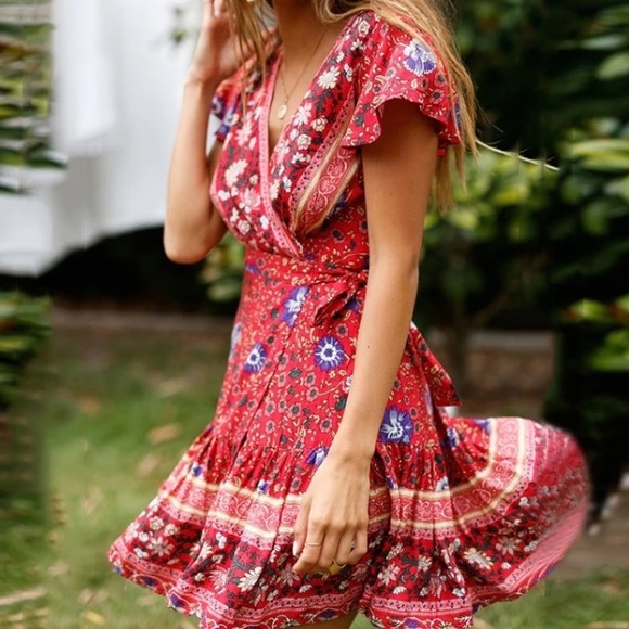 HOST Pick 👁❤️ Bohemian wrap front dress v neck - Picture 5 of 8